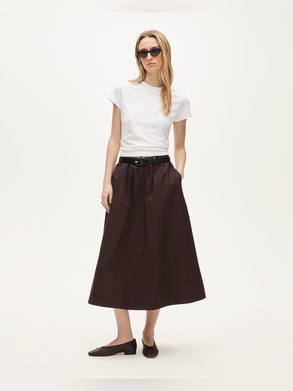 J Crew pull-on midi skirt in cotton poplin